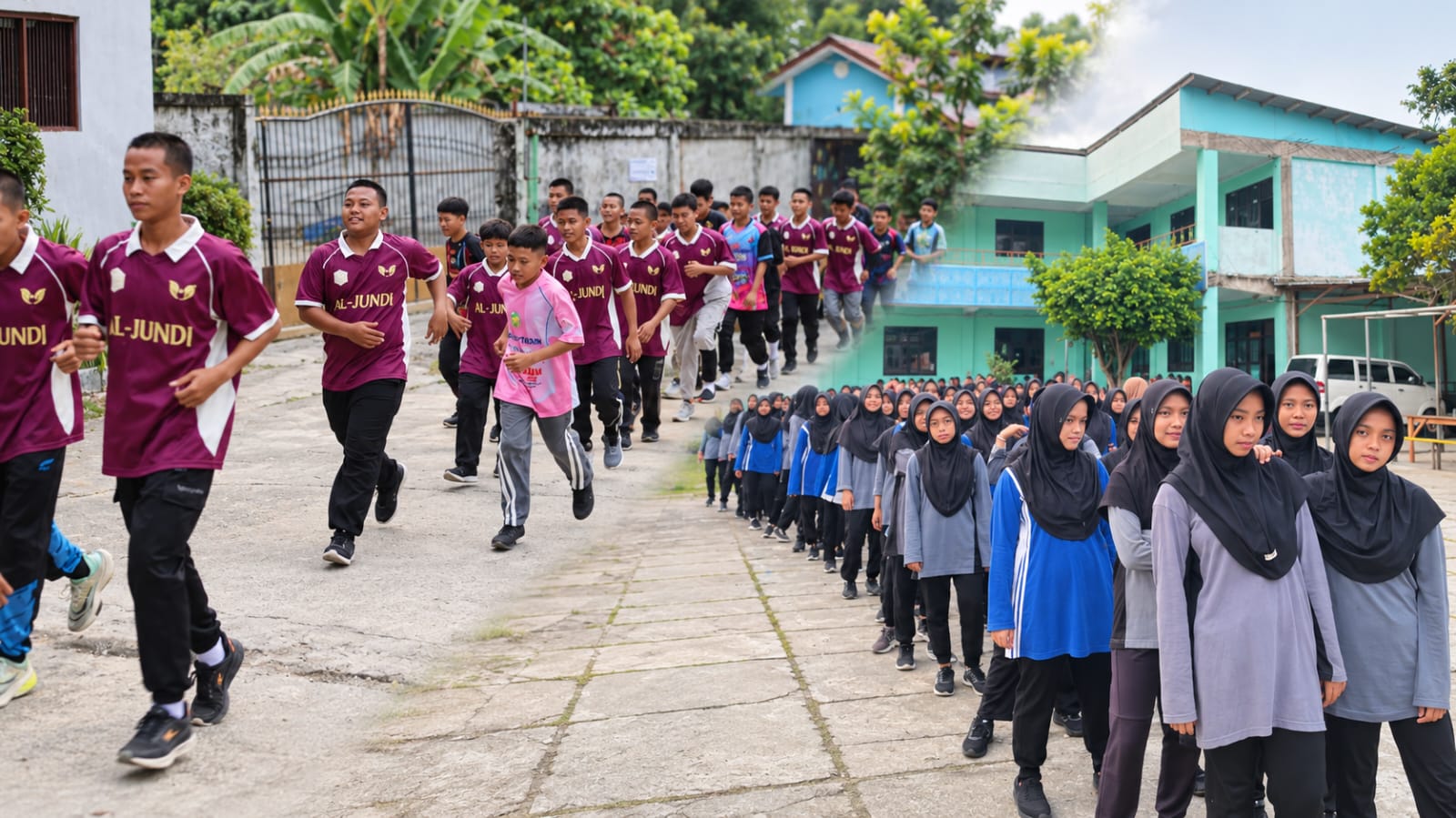 Tingkatkan Kebugaran Santri, Pondok Modern Al Muttaqin Jayapura Gelar Lari Pagi Bersama